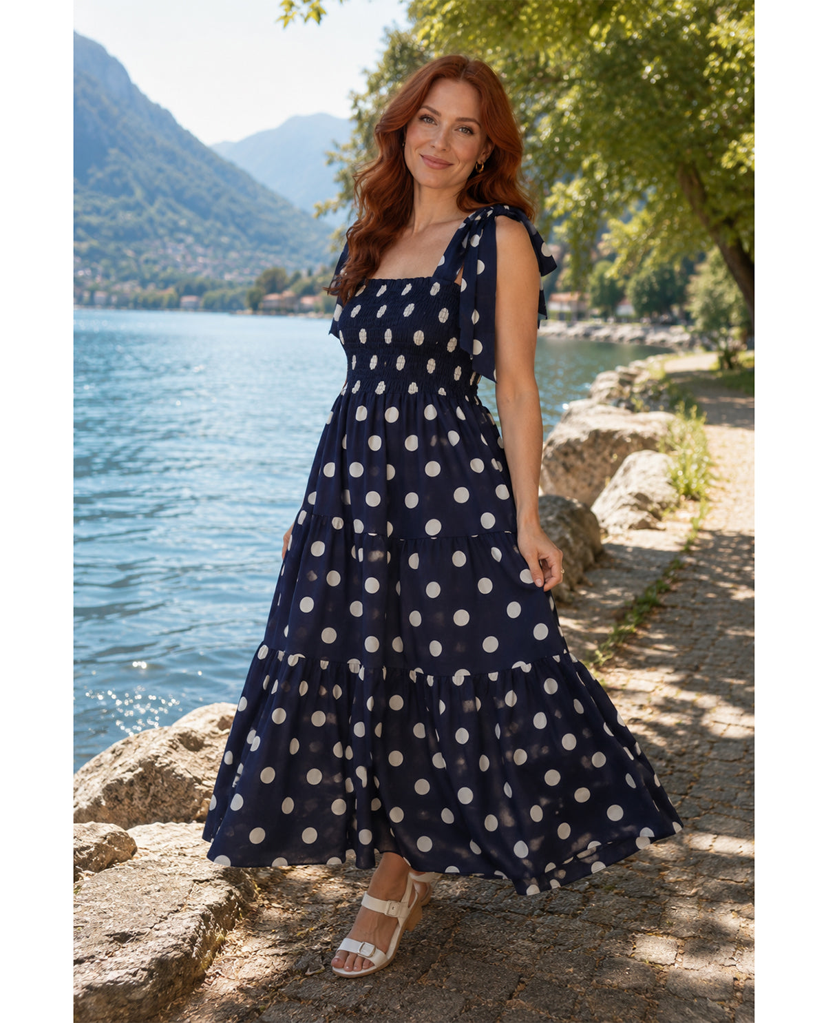 Oddi Polka Dot Dress Navy