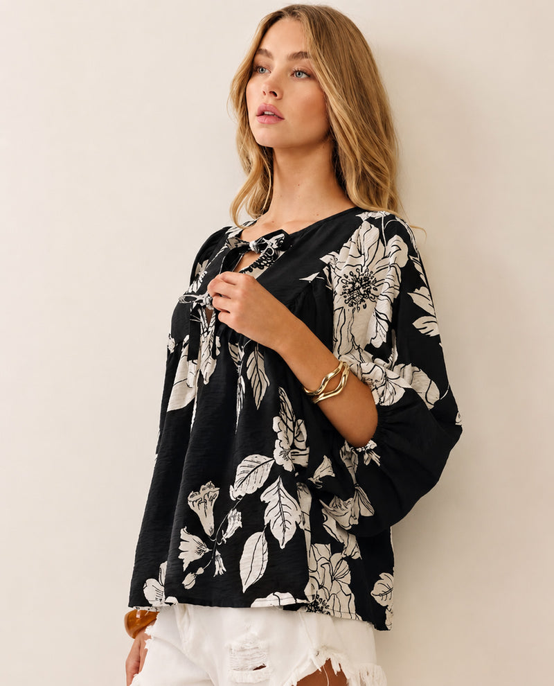 Oddi Print Top With Ties