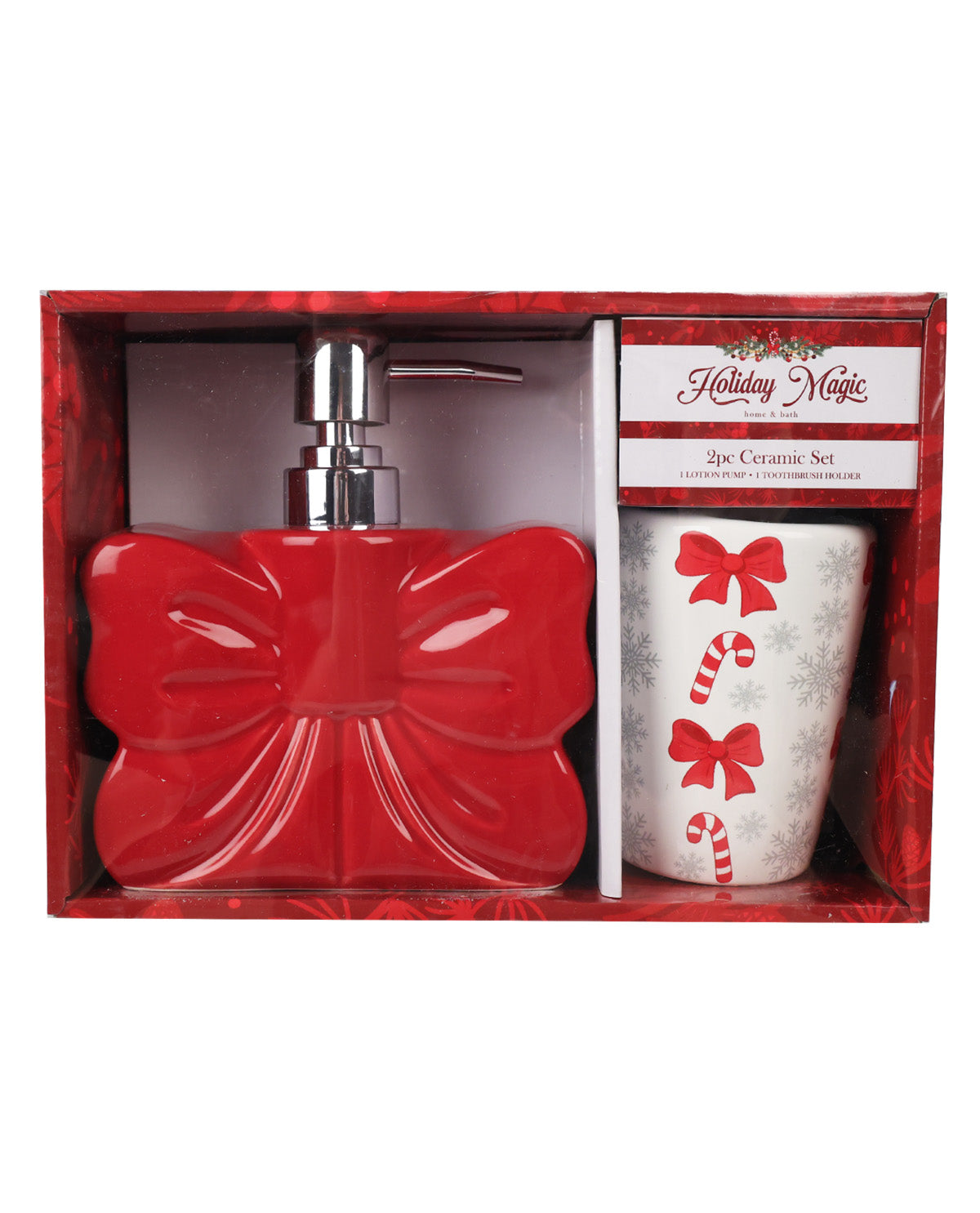 Holiday Magic Bow 2 Piece Ceramic Set