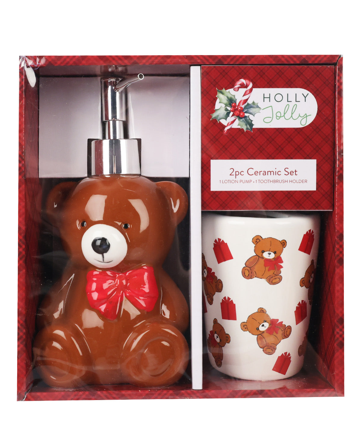Holly Jolly Teddy 2 Piece Ceramic Set