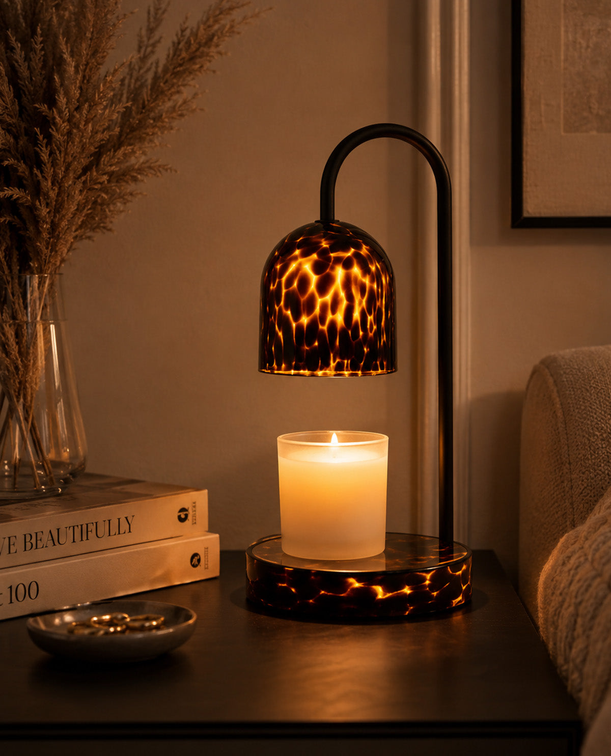 Tortoise Shell Glass Candle Warmer