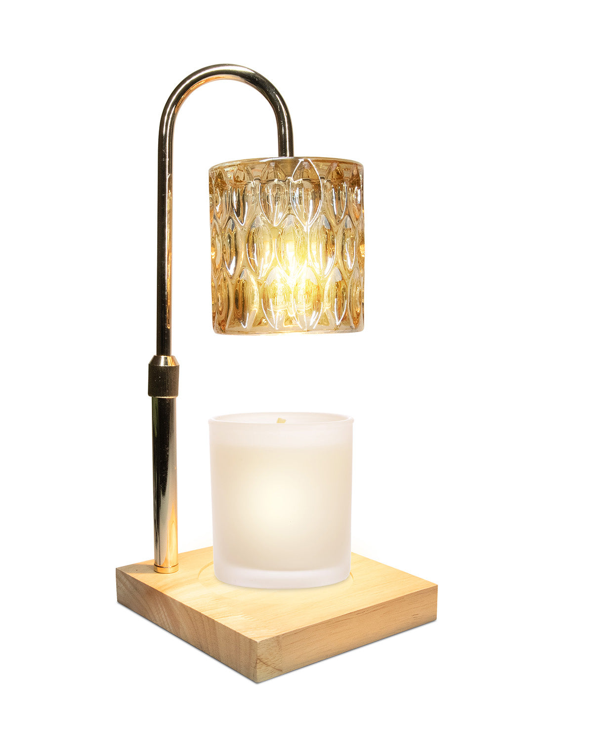 Adjustable Wood Base & Glass Shade Candle Warmer