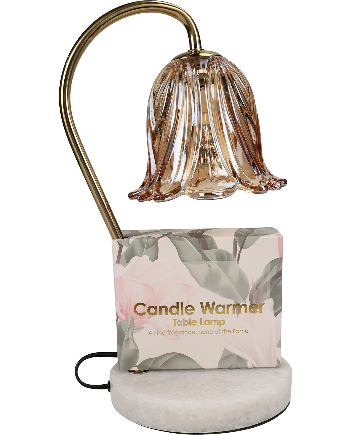 Light Amber & White Marble Candle Warmer