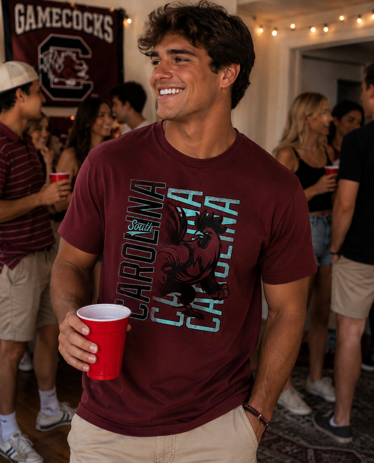 SC Gamecock Stack USC Short Sleeve Tee Garnet