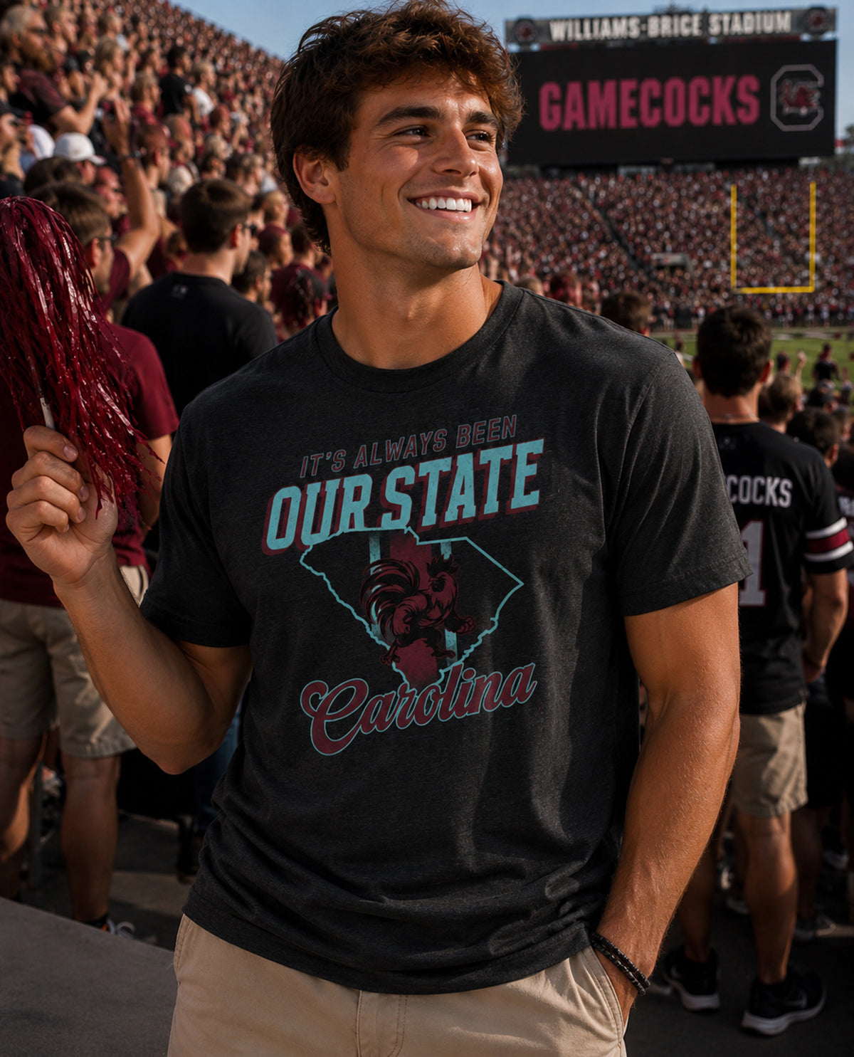Its Always Been Our State USC Short Sleeve Tee Gray
