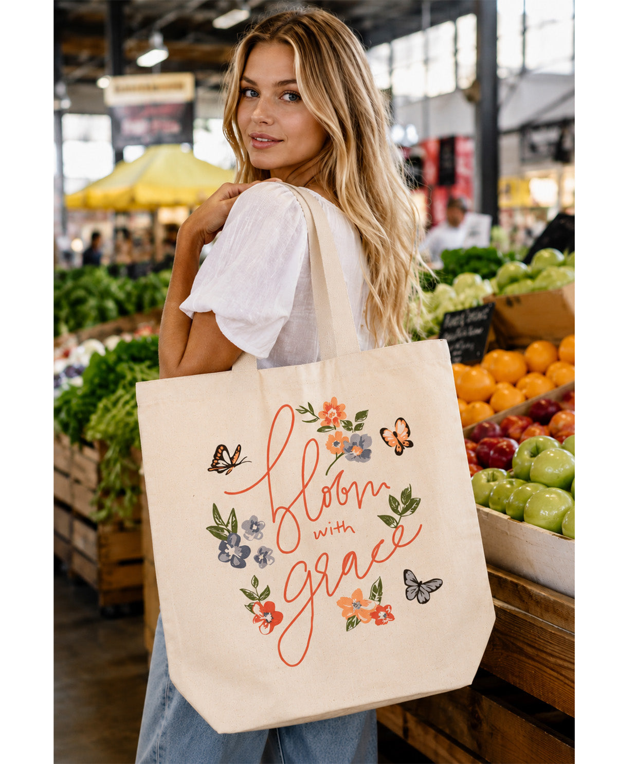 Bloom With Grace Canvas Bag