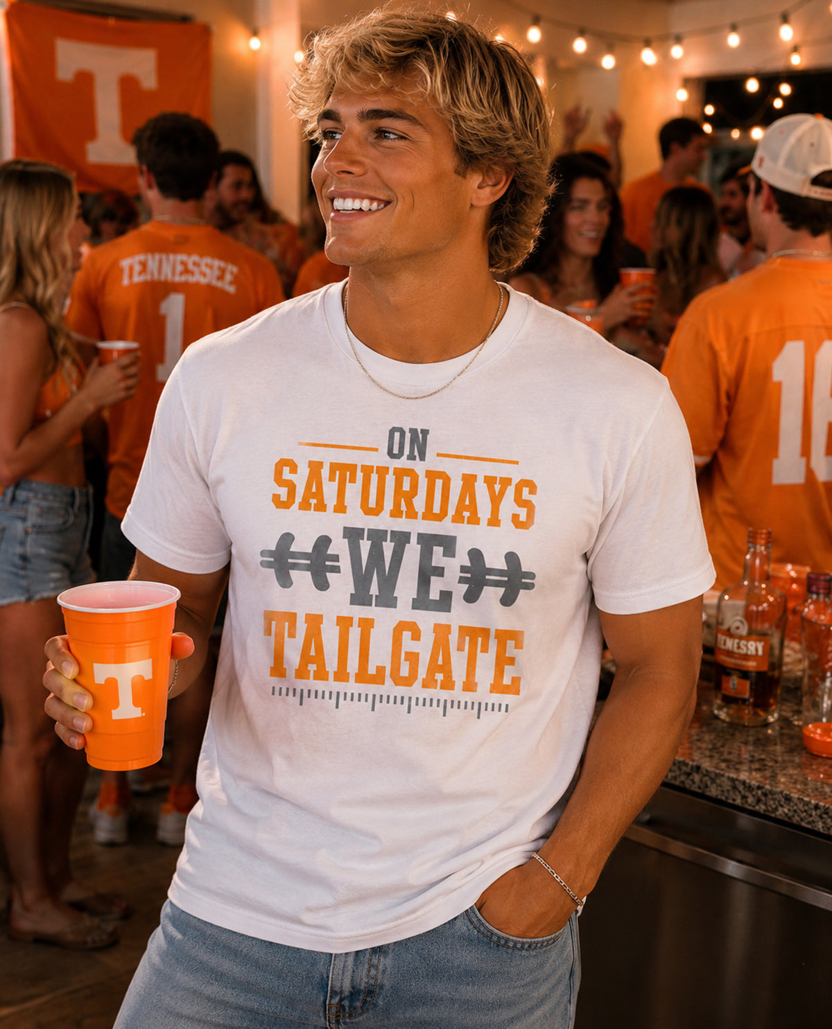 Tennessee On Saturdays We Tailgate Short Sleeve Tee White