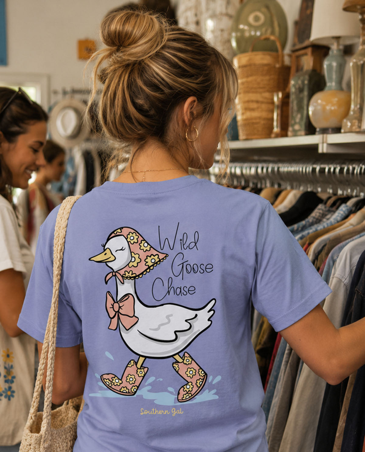 Southern Gal Wild Goose Chase Short Sleeve Screen Tee Violet