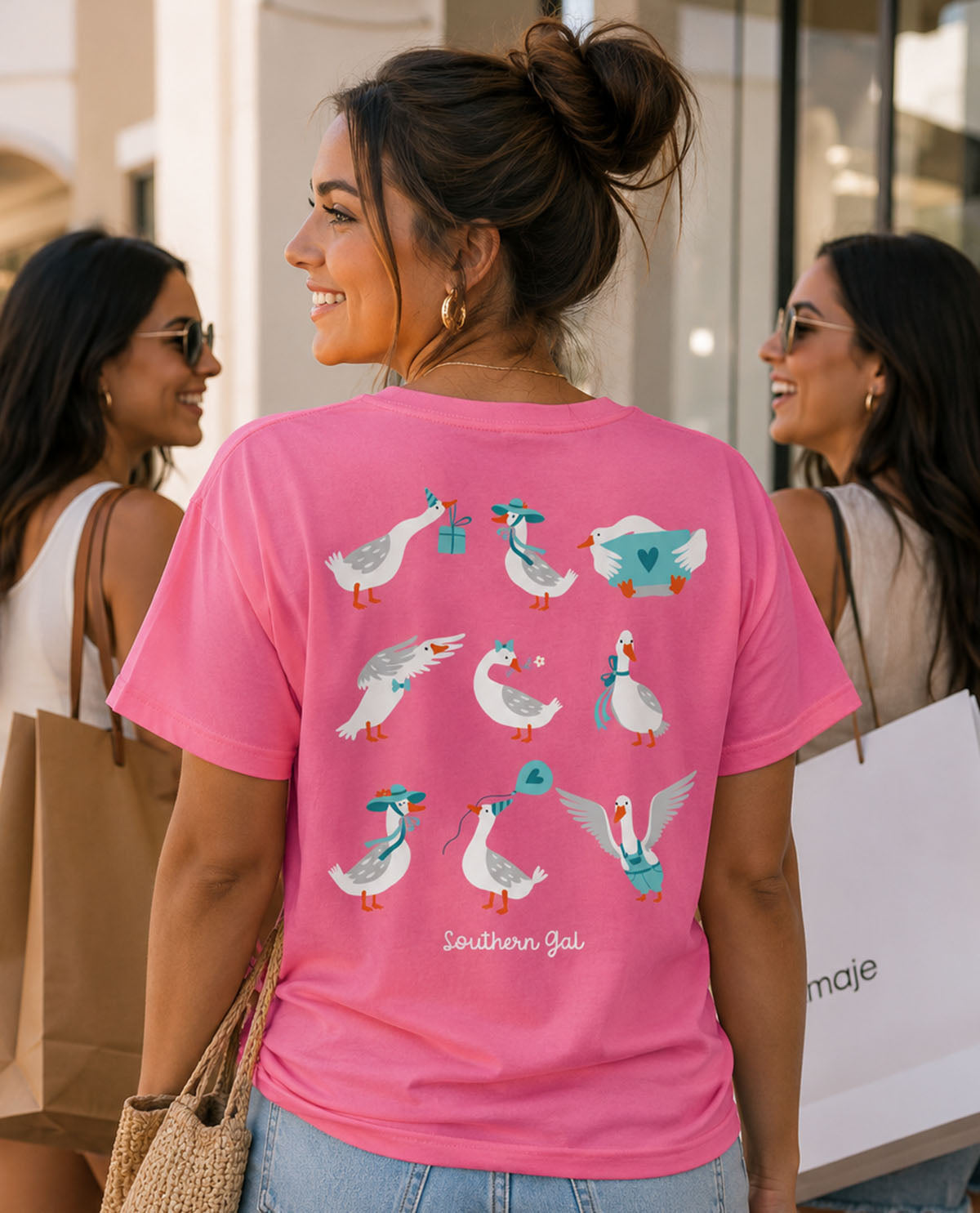 Southern Gal Gander Short Sleeve Screen Tee Azalea