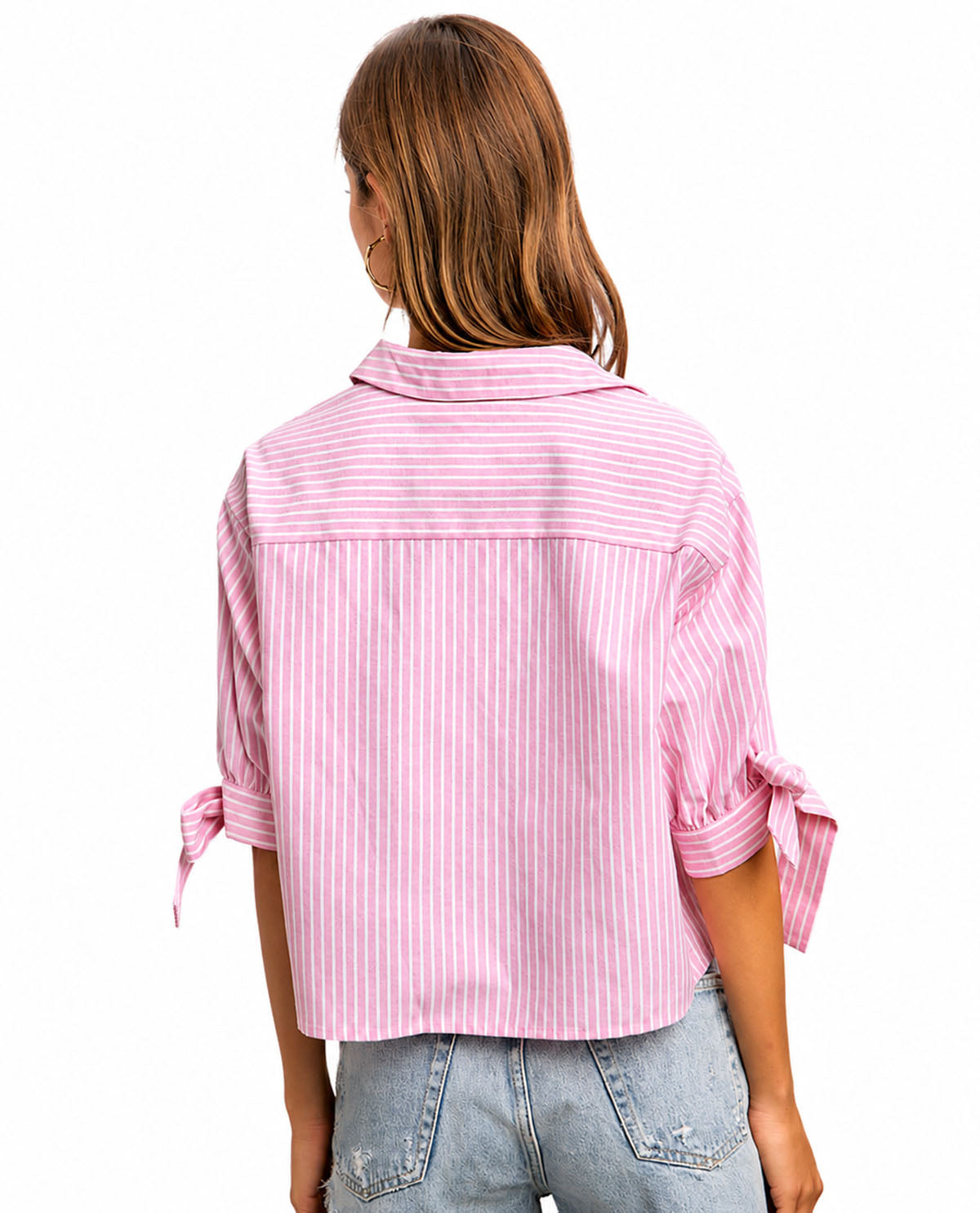 Bibi Stripe Button Up Top Pink