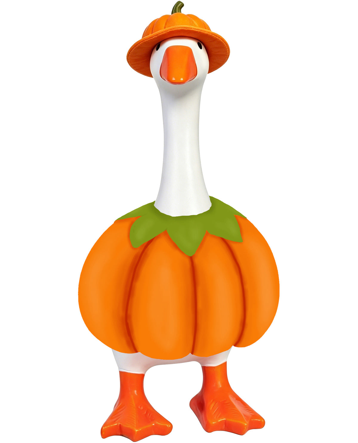 Pumpkin-shaped goose figurine with a white background