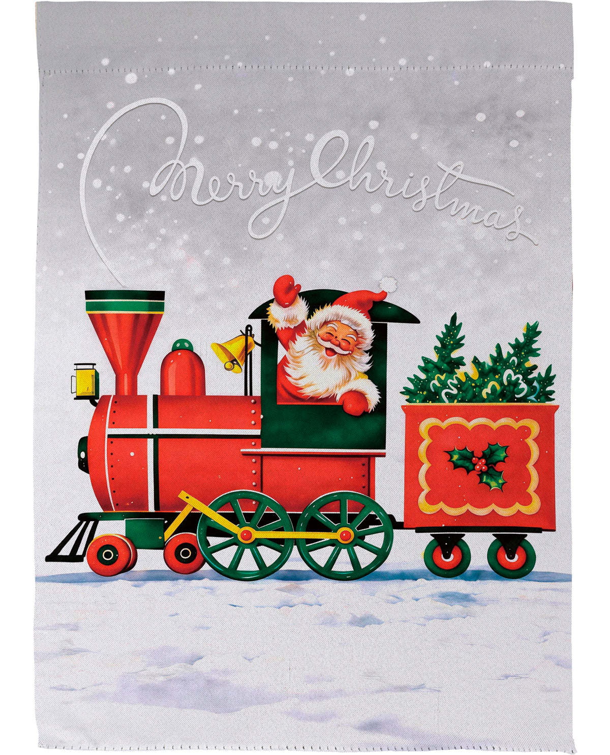 Evergreen Christmas Train House Flag