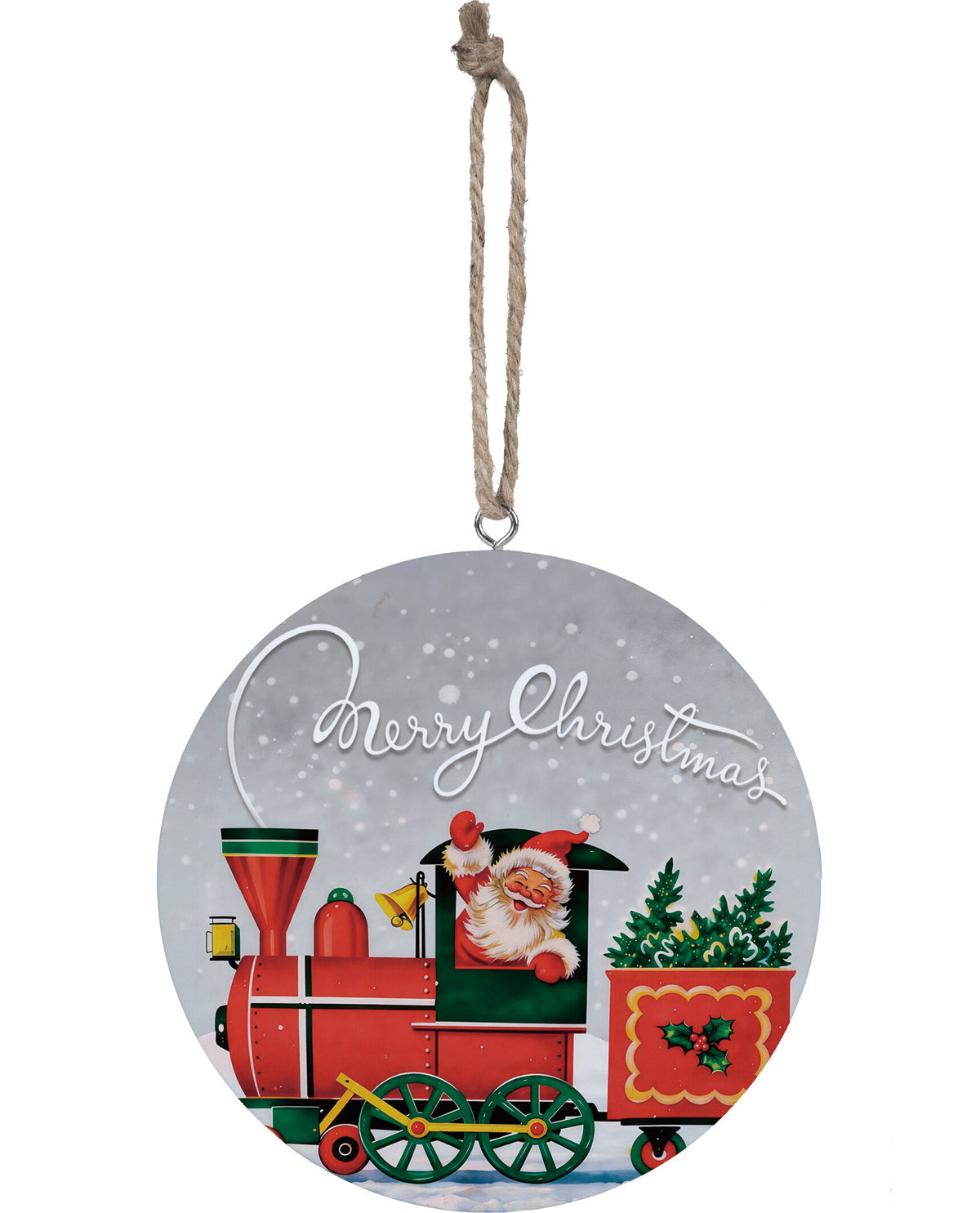 Evergreen Christmas Train Wood Ornament