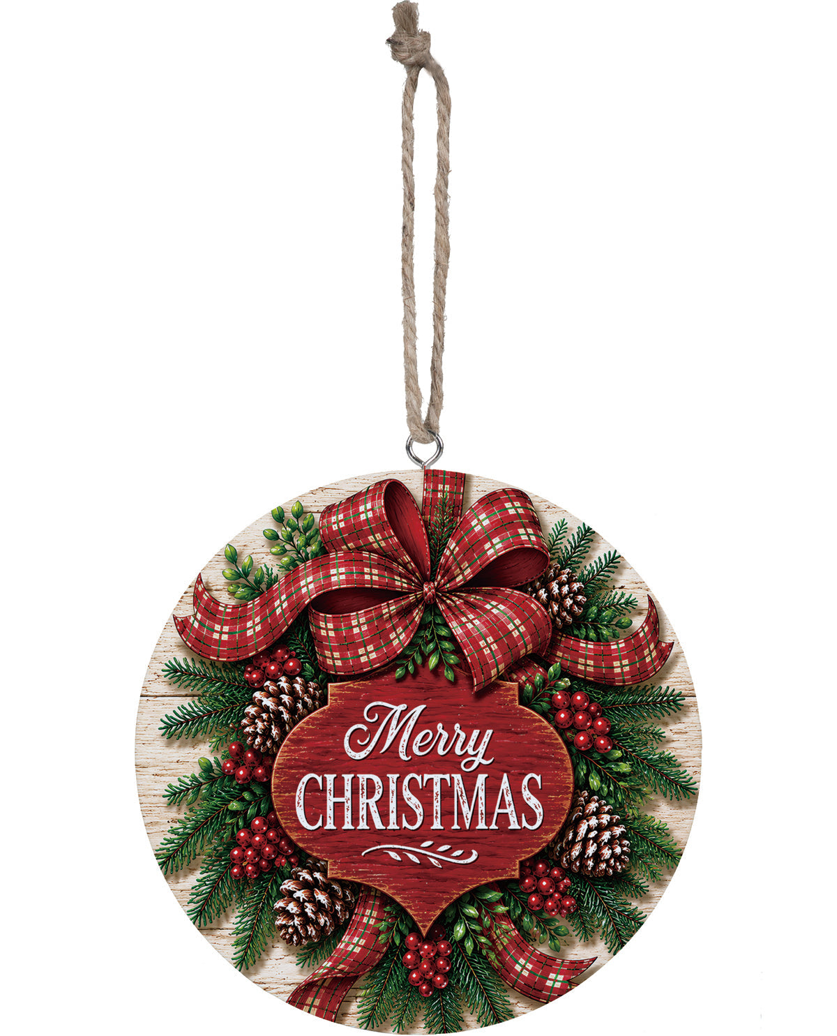 Evergreen Merry Christmas Wood Ornament