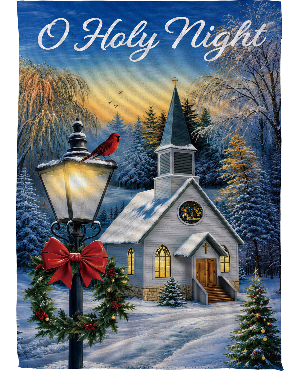 Evergreen Holy Night Garden Flag
