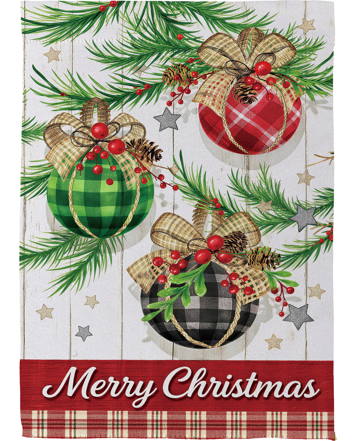 Evergreen Ornaments Garden Flag