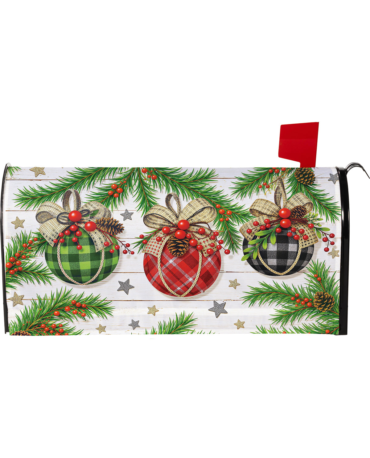 Evergreen Ornaments Mailbox Cover