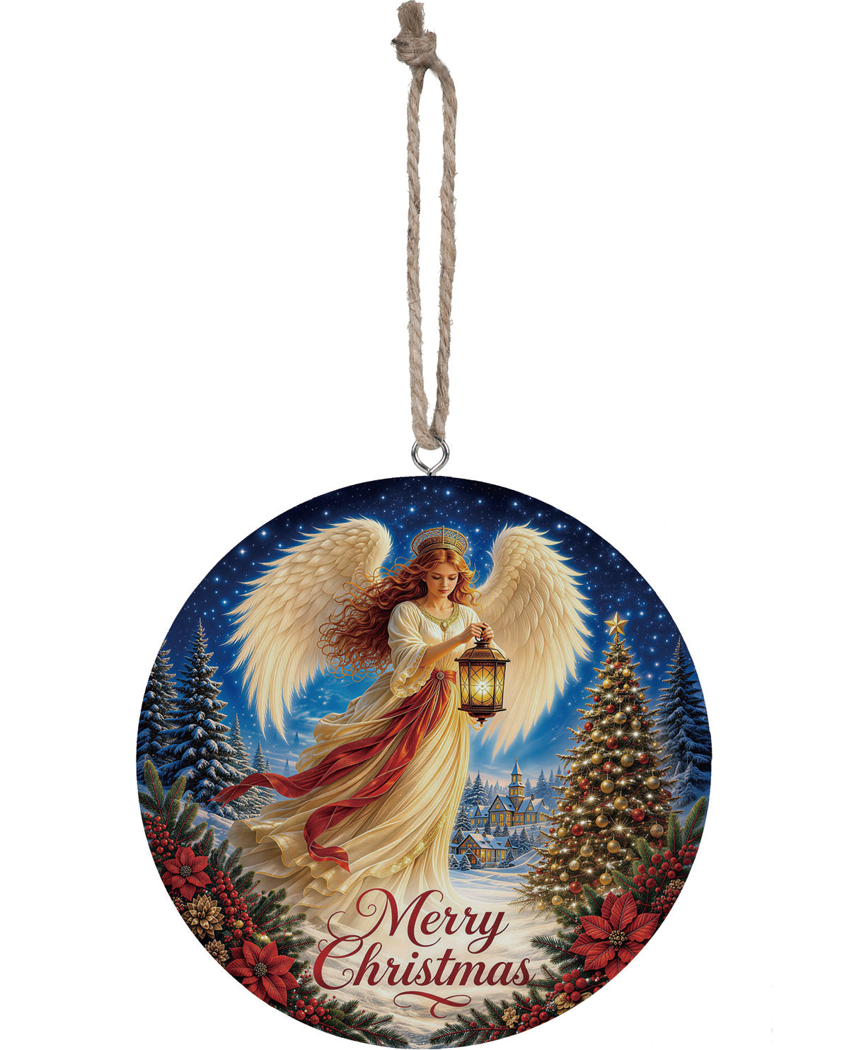 Evergreen Angel Wood Ornament