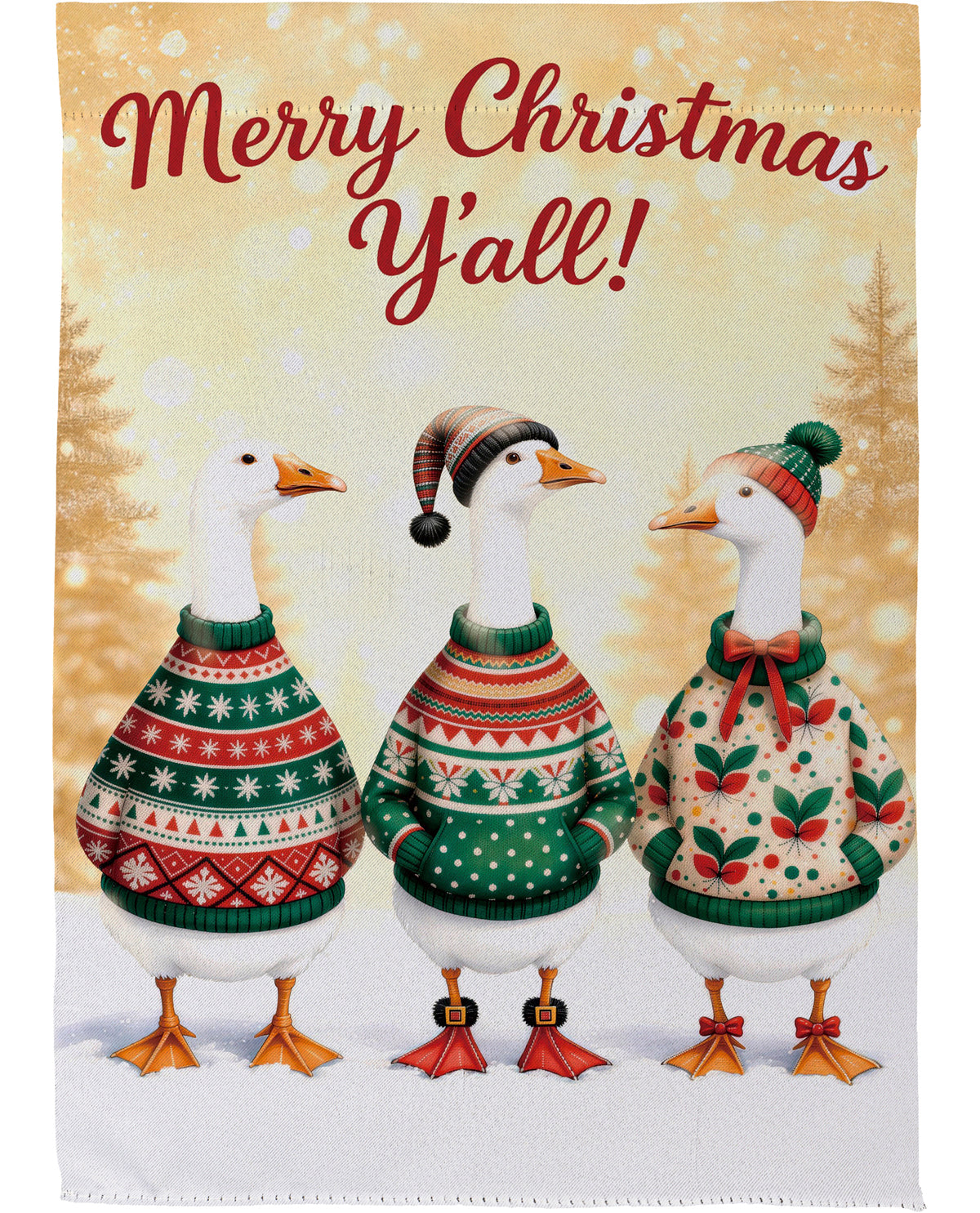 Evergreen Three Christmas Geese Garden Flag
