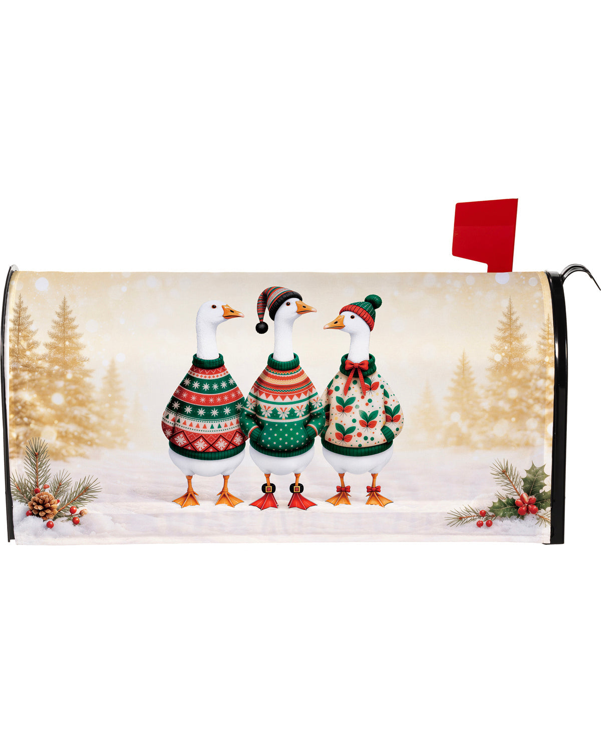 Evergreen Three Christmas Geese Mailbox Cover