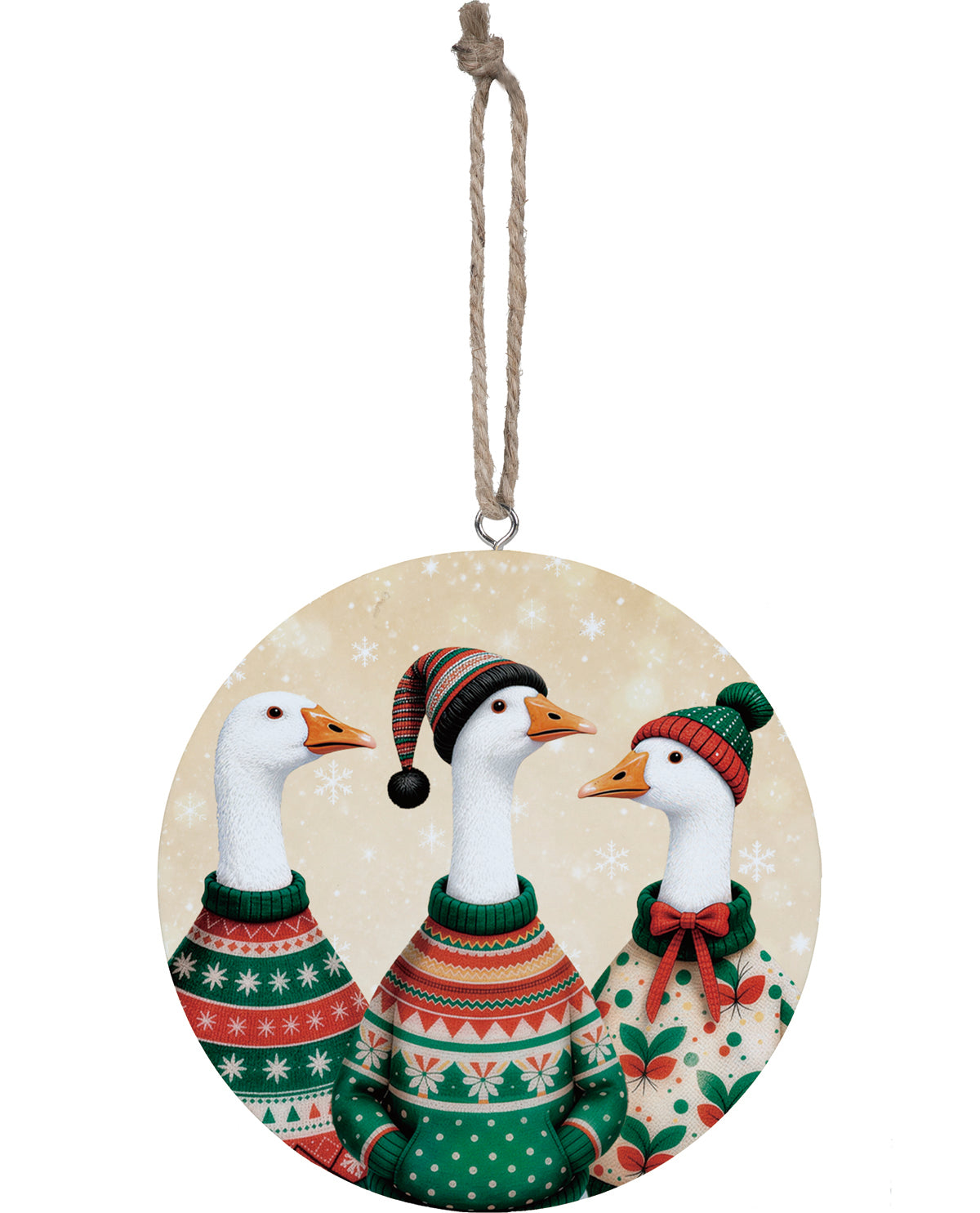 Evergreen Three Christmas Geese Wood Ornament