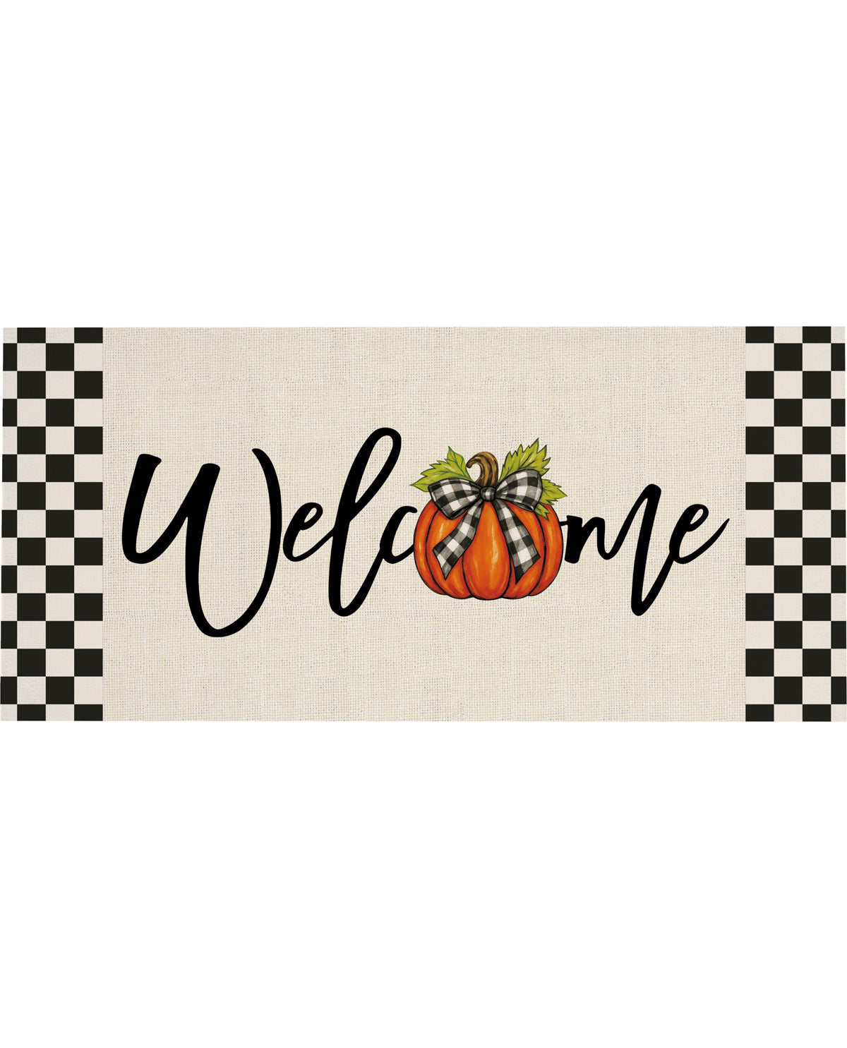 Evergreen Checkered Welcome Pumpkin Sassafras