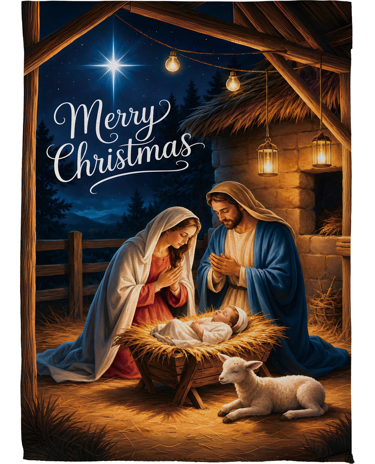 Evergreen Nativity Garden Flag