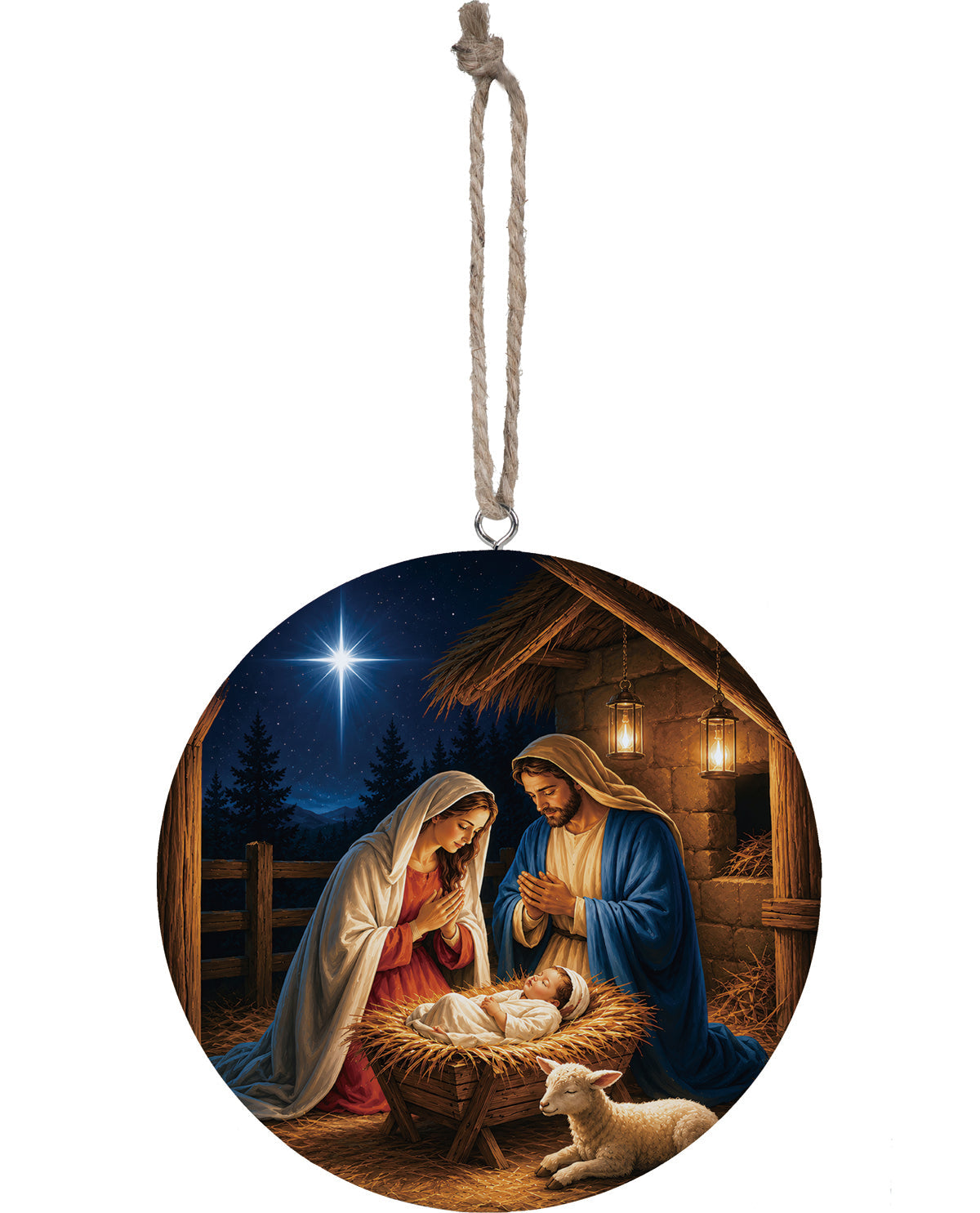 Evergreen Nativity Wood Ornament