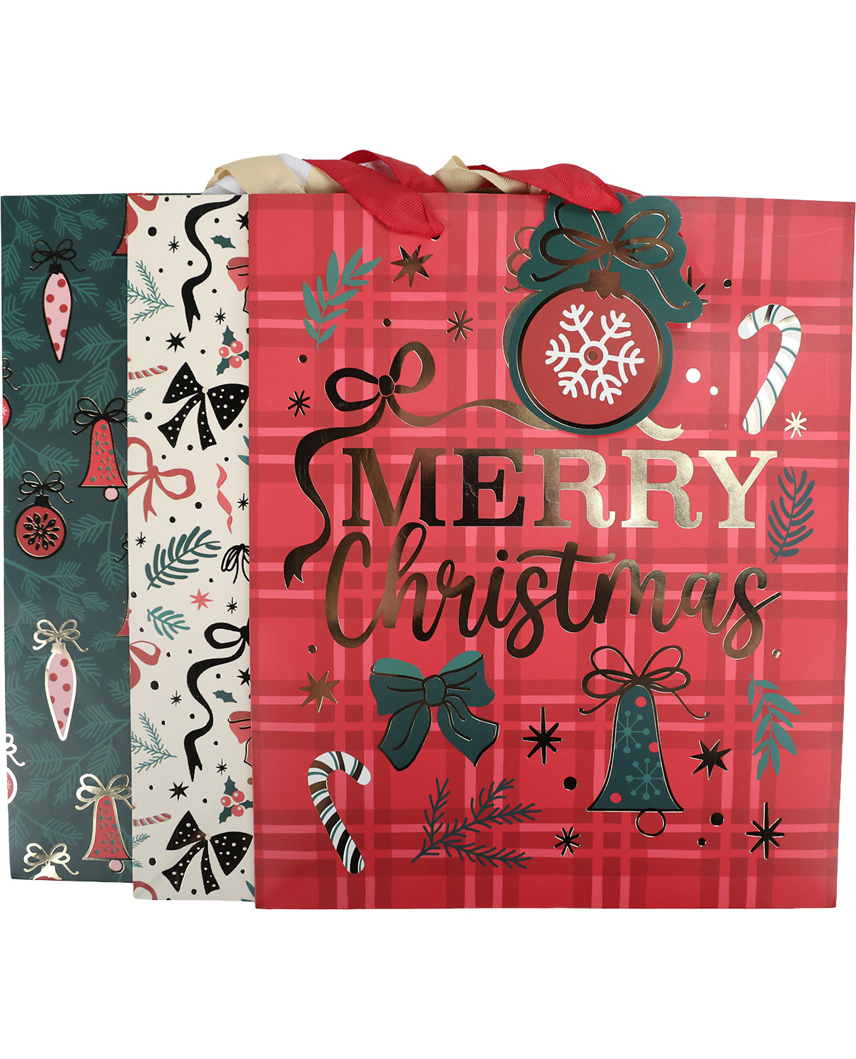 Merry Ornaments 3 Piece 10x12" M Gift Bags