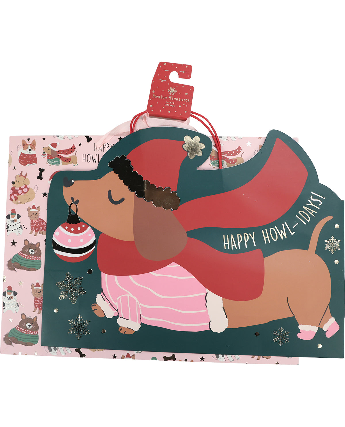 Christmas Puppy 2 Piece 15x20" XL Gift Bags