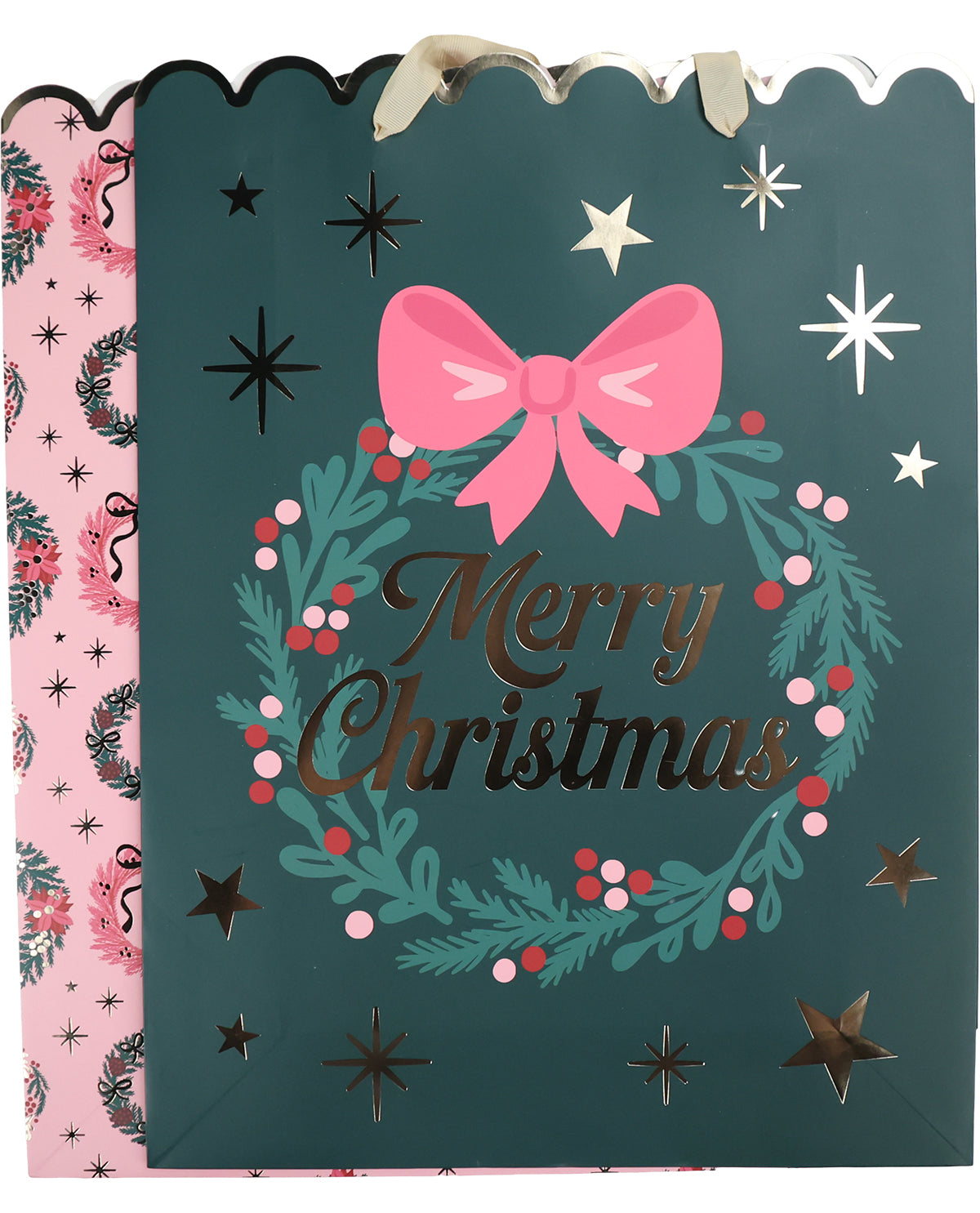 Pink Merry Christmas 2 Piece 15x20" XL Gift Bags