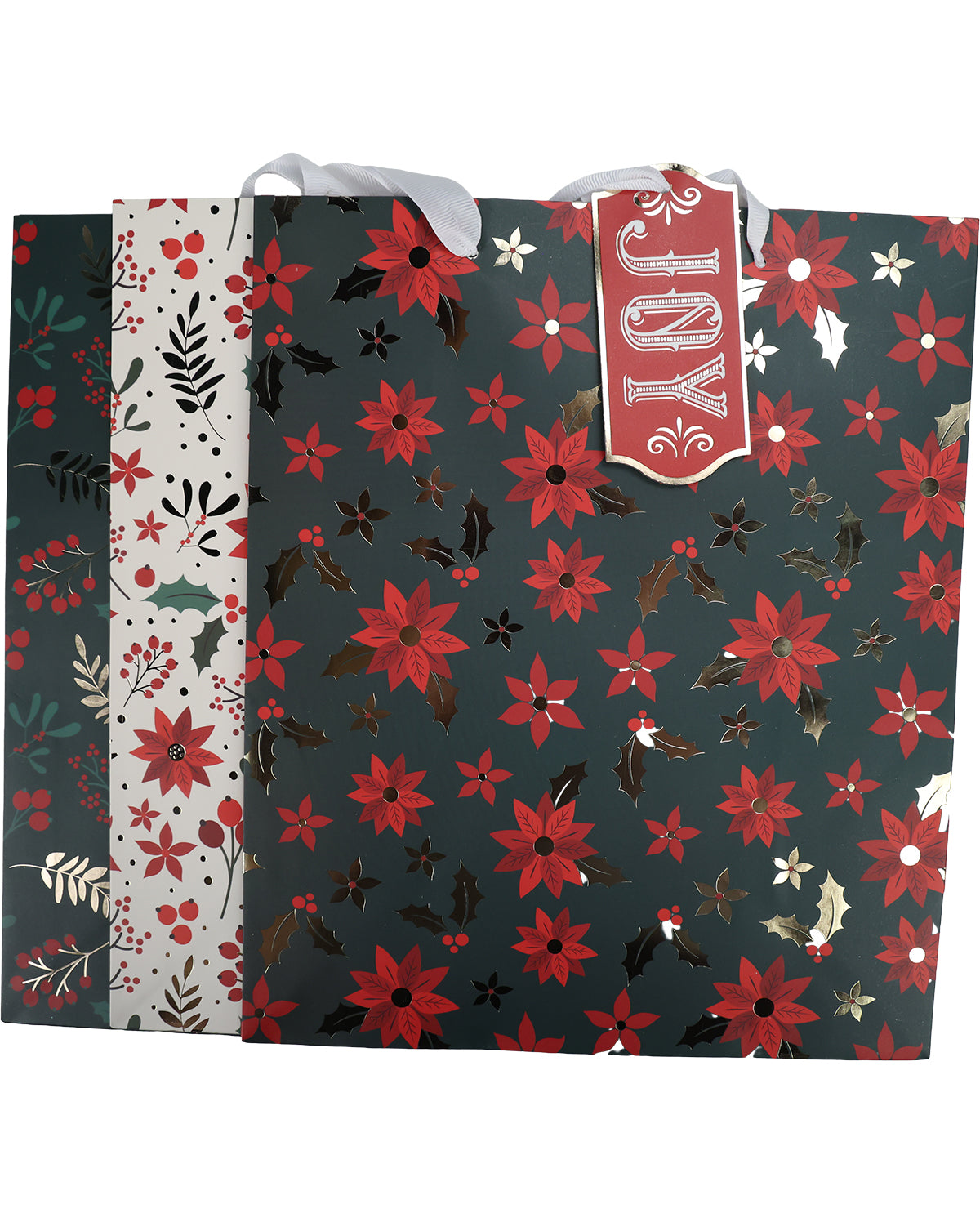 Poinsettia 3 Piece 10x12" M Gift Bags