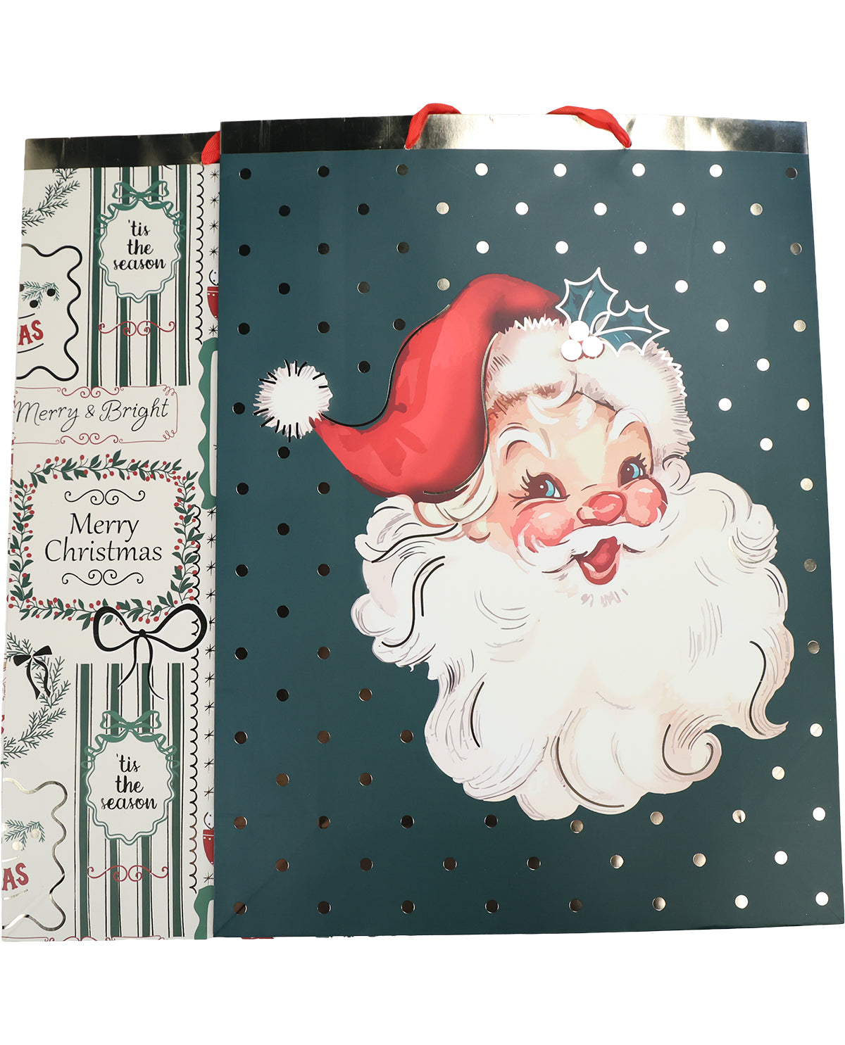 Vintage Santa 2 Piece 15x20" XL Gift Bags