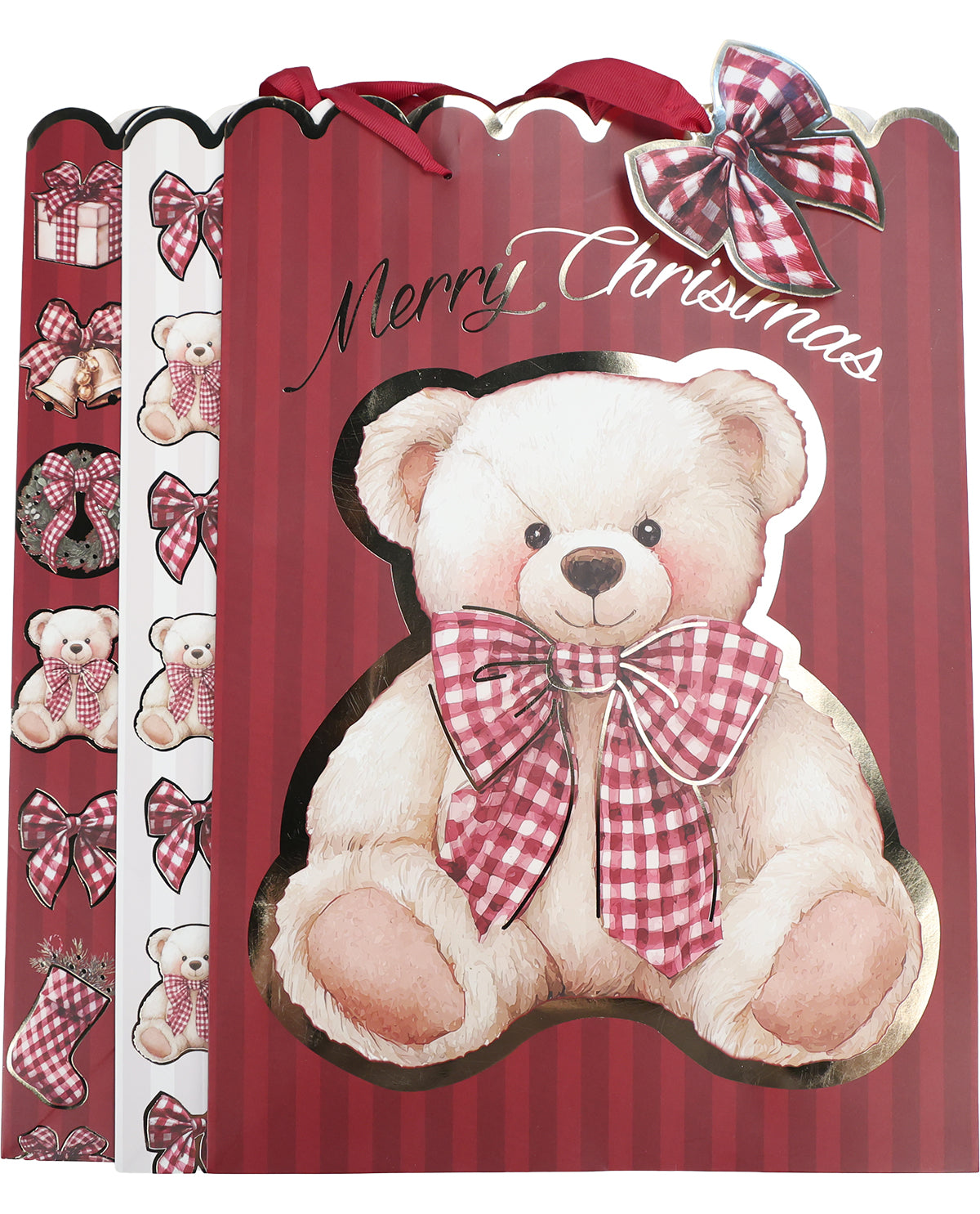 Christmas Teddy 3 Piece 12x17" L Gift Bags