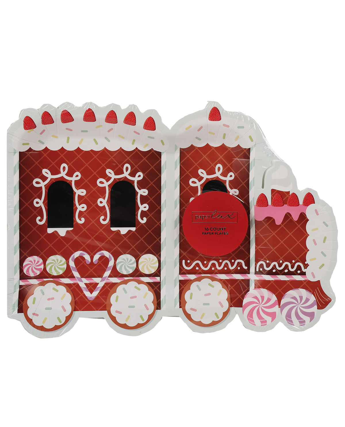 Paper Lux Christmas Candy Train 16 Count Paper Plate Set