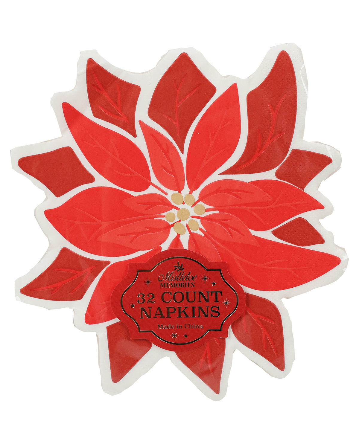 Set Of 32 Diecut Napkins Poinsettia