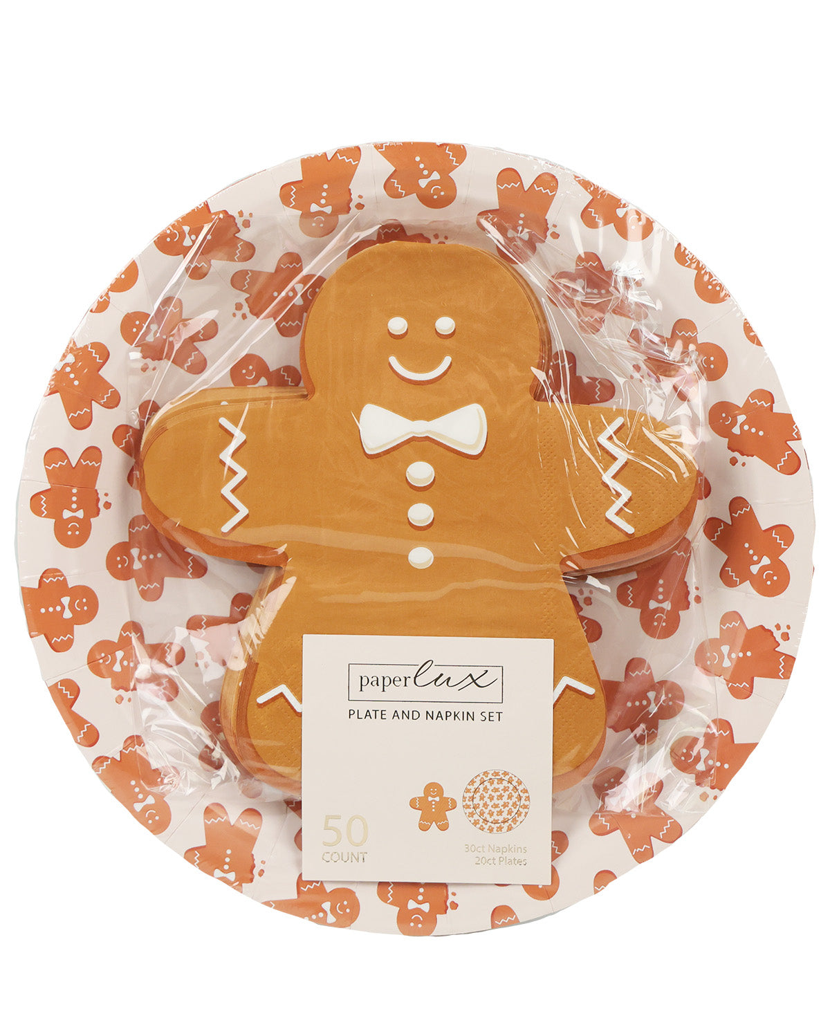 Paper Lux Gingerbread 50 Count Paper Set (30 Napkins/20 Plates)