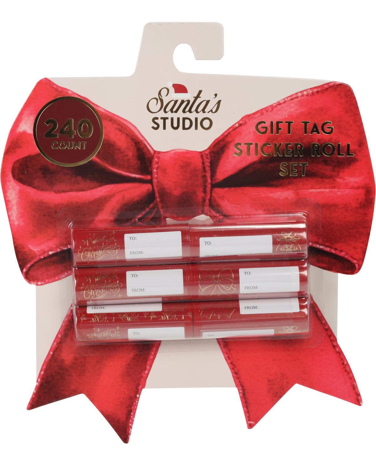 Christmas Set Of 240 Gift Tags Red Bows