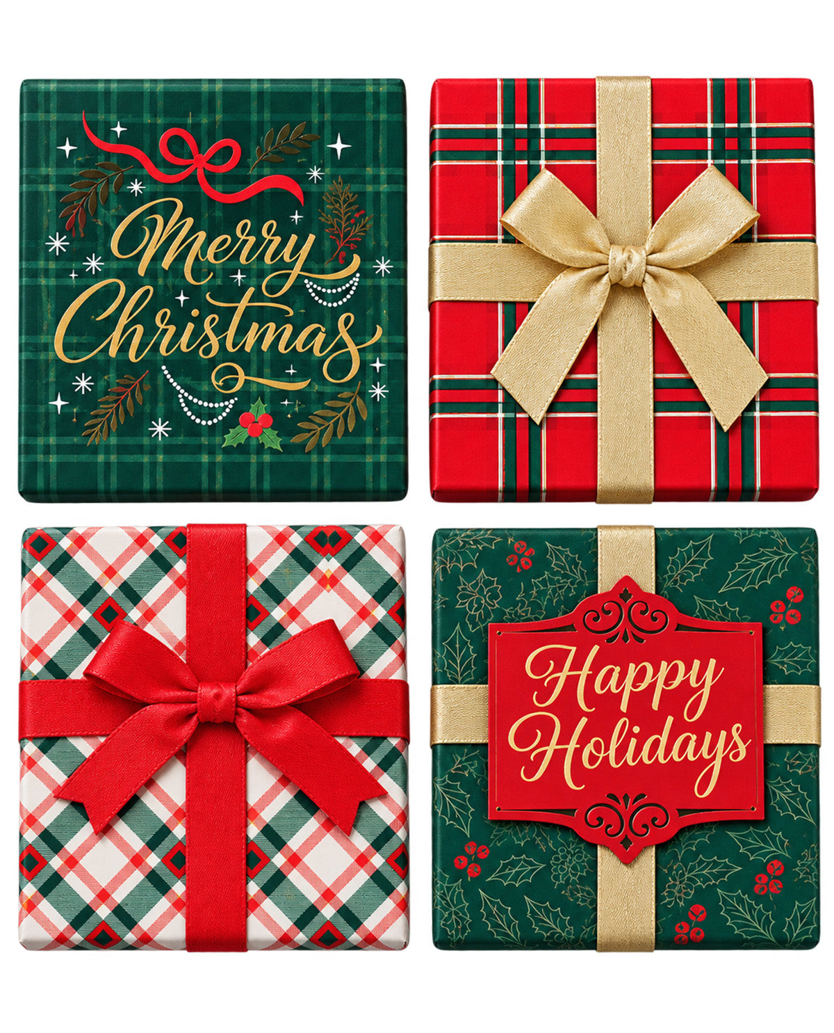 Set Of 4 Gift Card Holders Plaids