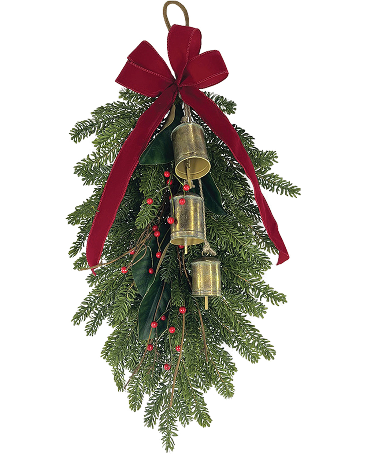 Pine Swag With Bells & Bow 32"L Plastic (Fresh Touch)