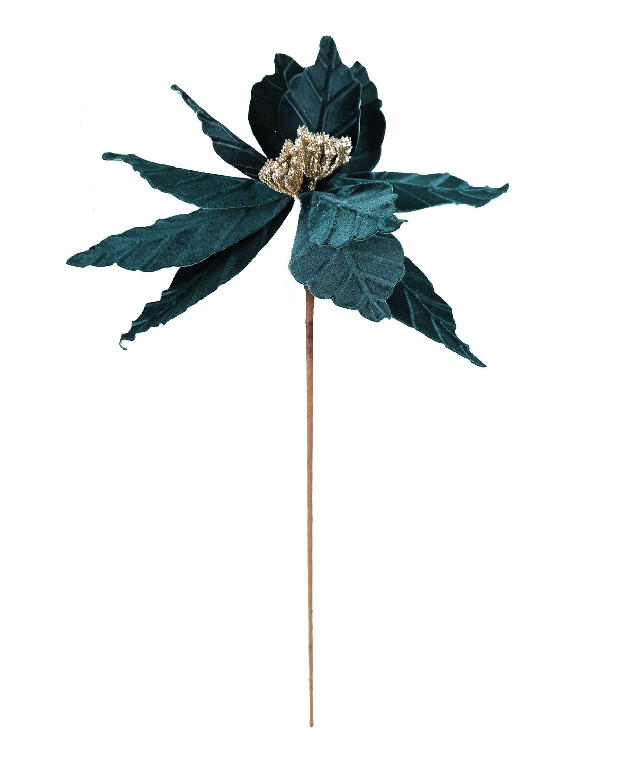 Green Poinsettia Stem 21"H Polyester