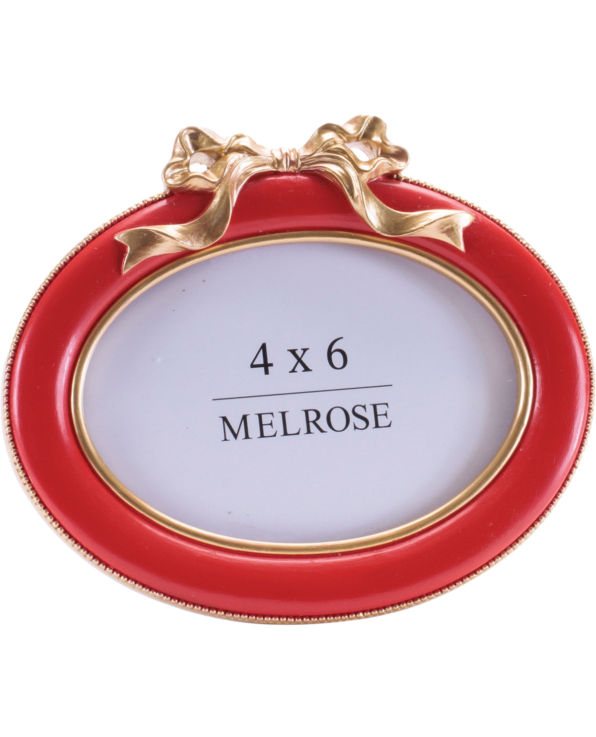 7.5" Oval Red Frame with Bow