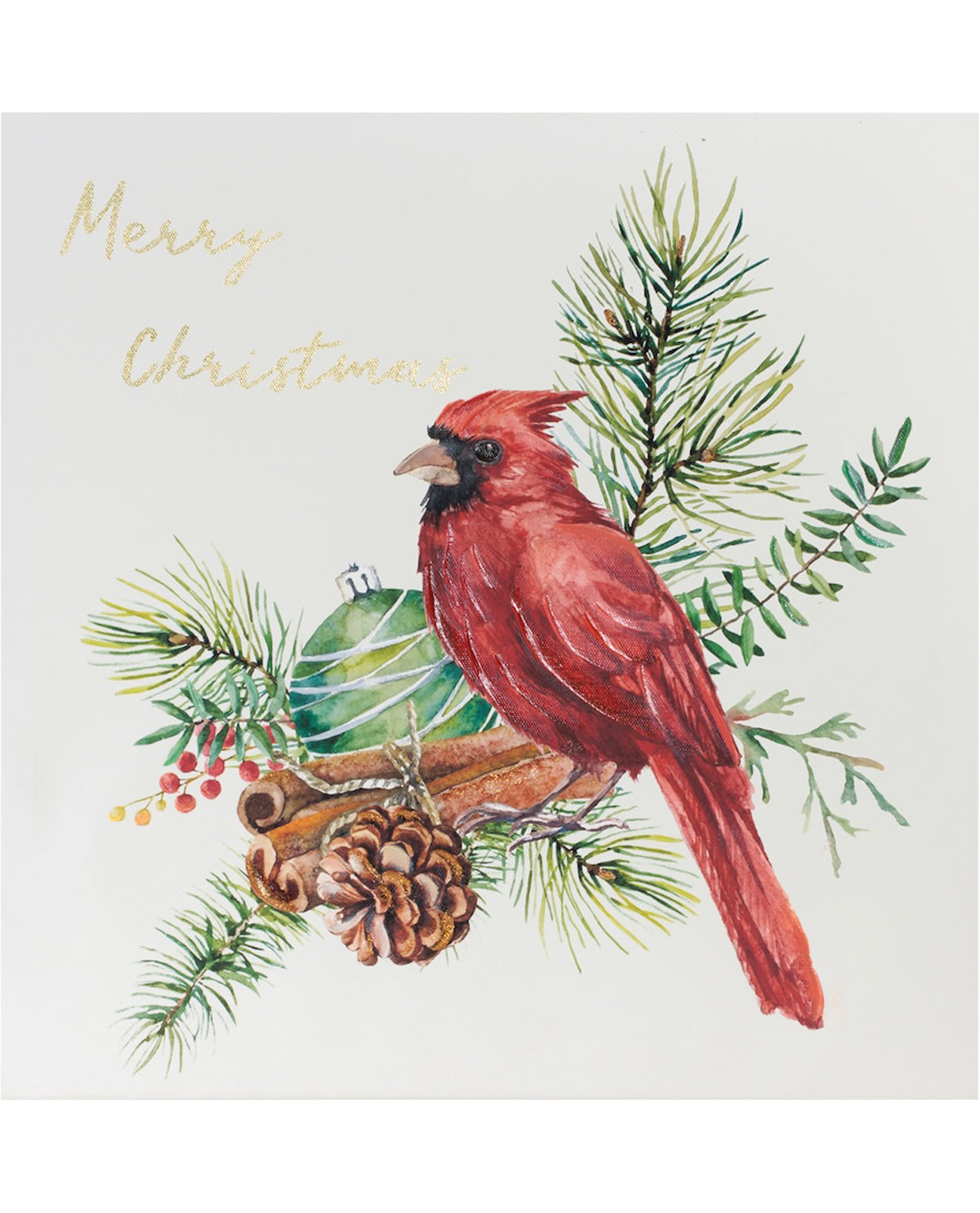 Merry Christmas Cardinal 16" Canvas Decor
