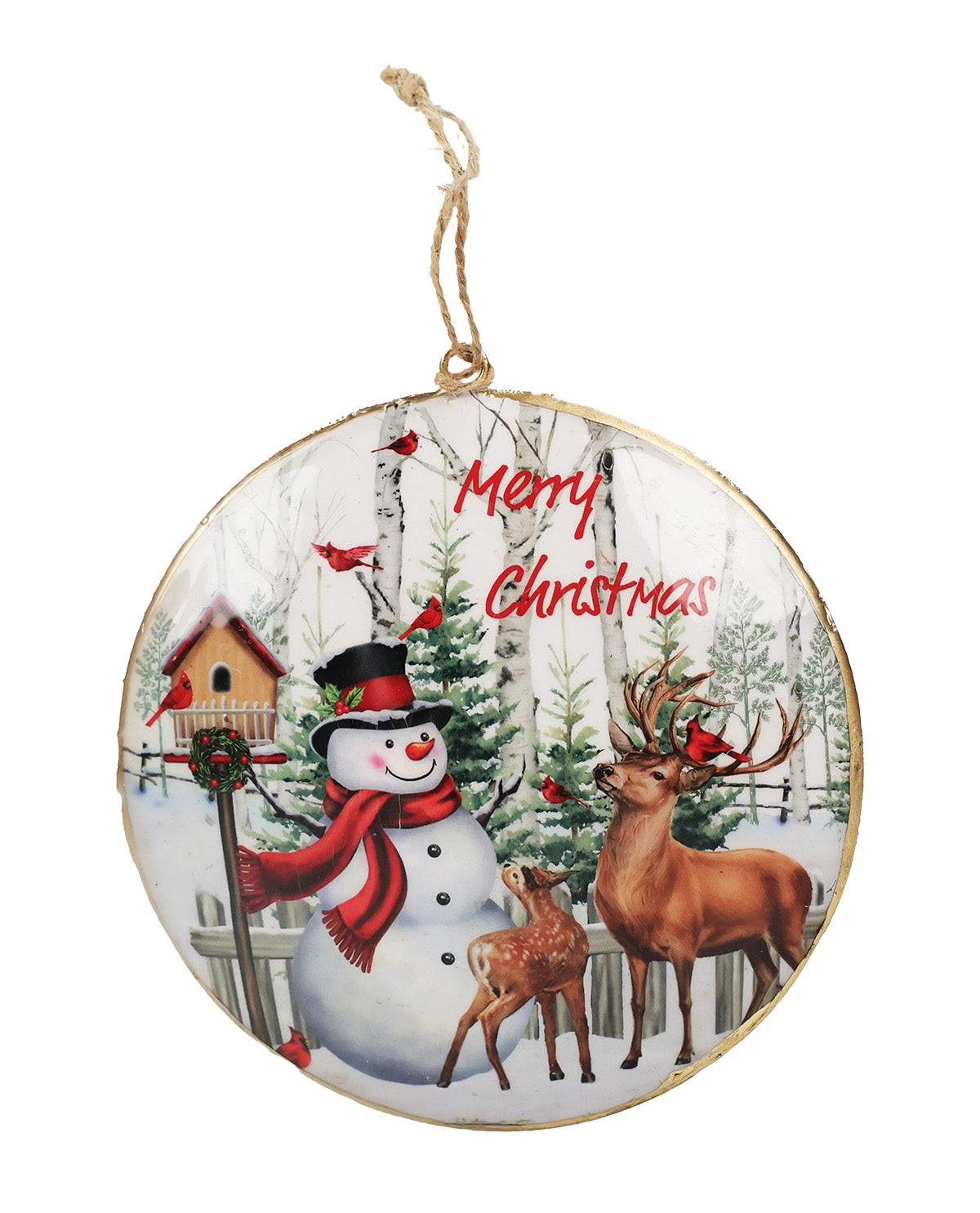 Snowman & Deer Disc Ornament