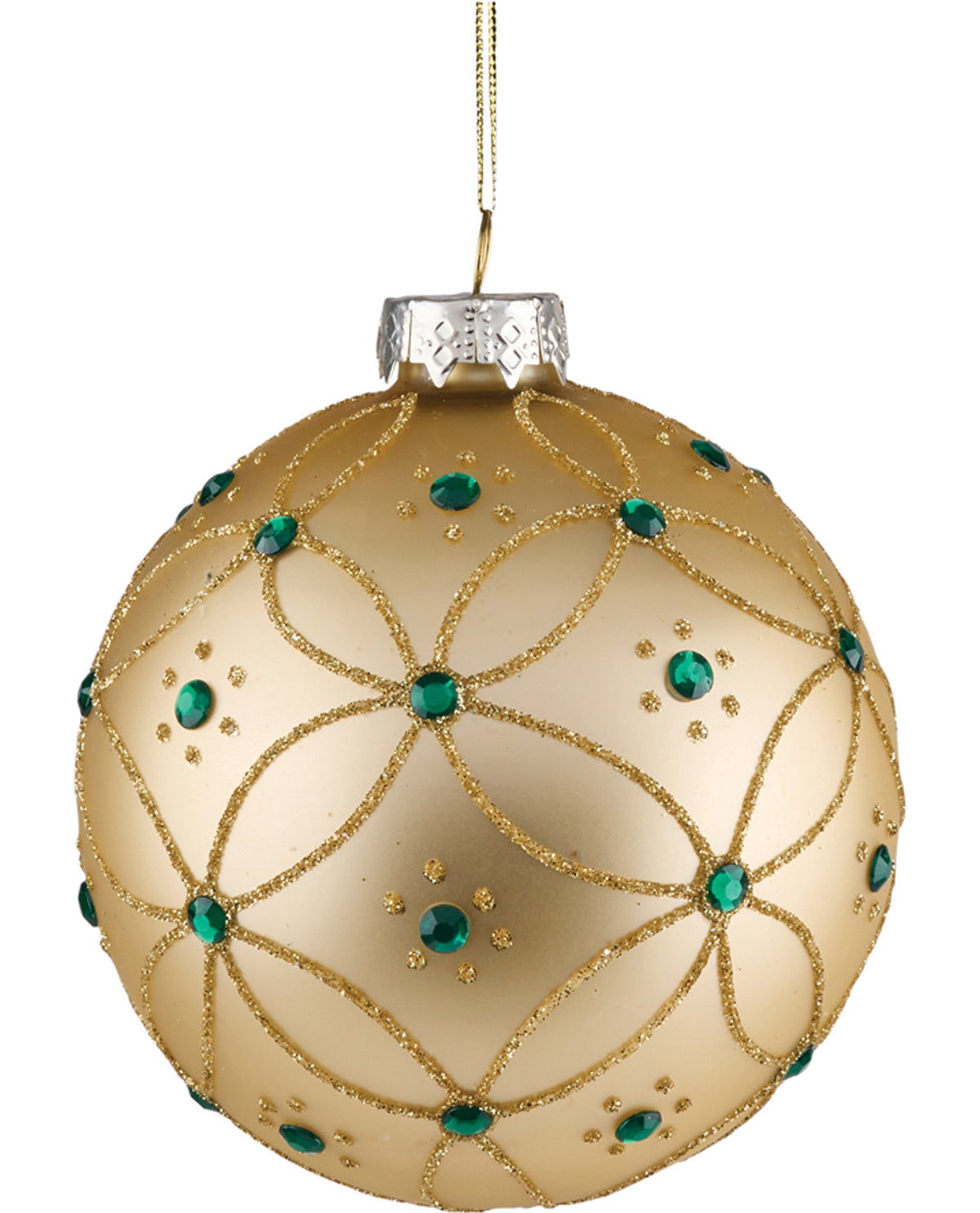 Gold & Green Orb Ornament 4"