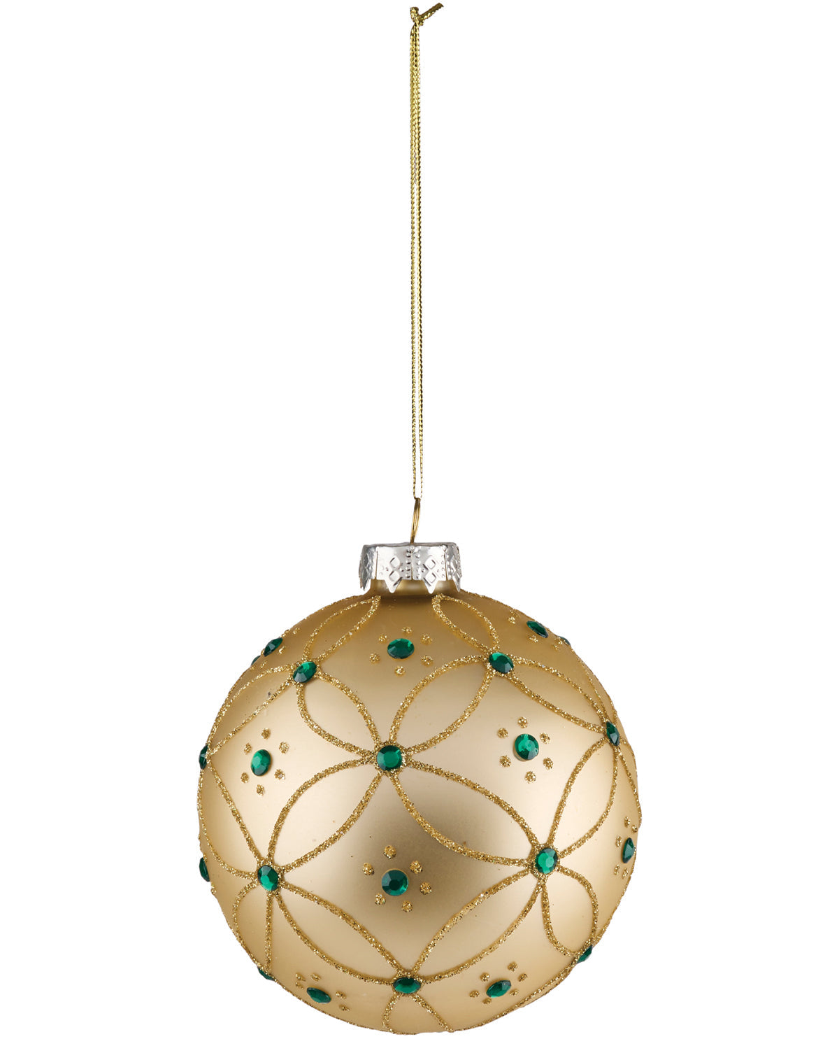 Gold & Green Orb Ornament 4"