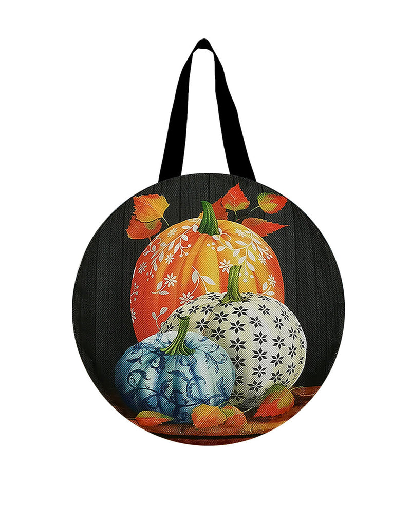Round bag with pumpkins design on a white background