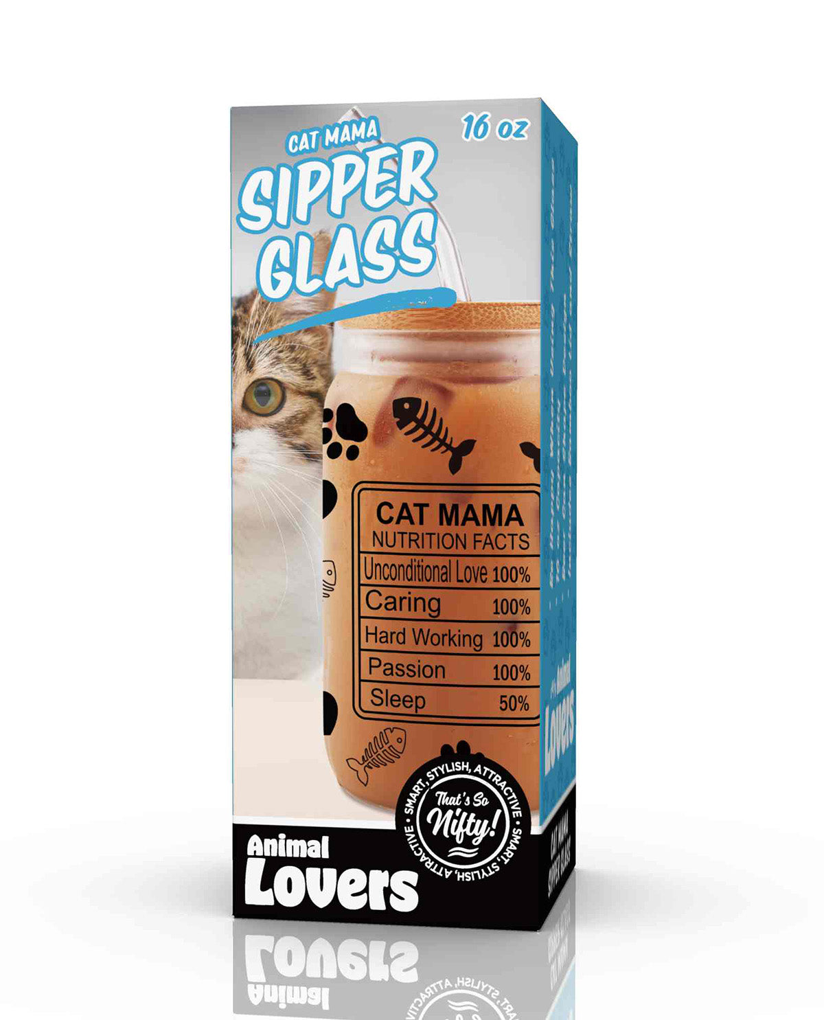 Cat Mom 16oz Glass With Straw