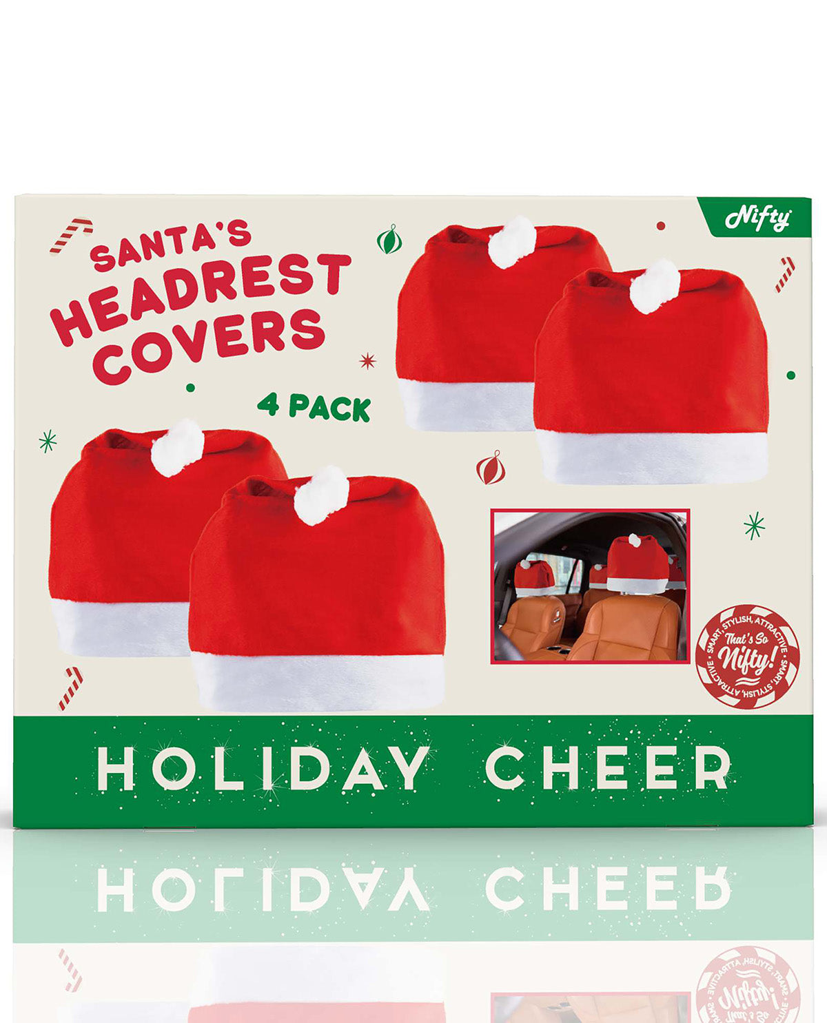 4 Piece Head Rest Santa Hats
