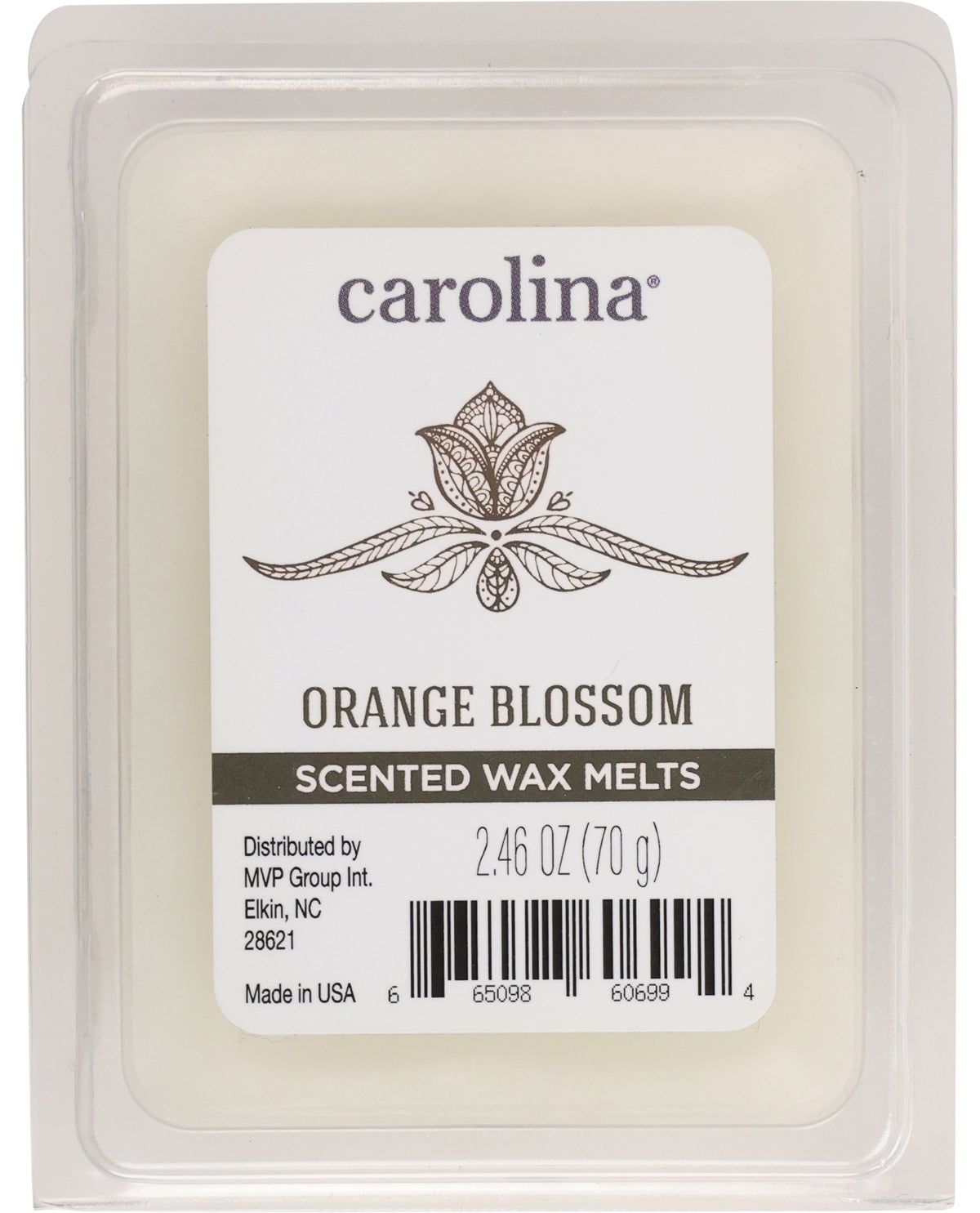 Carolina Orange Blossom scented wax melts packaging with label